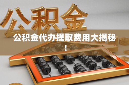 贵池公积金代办提取费用大揭秘！