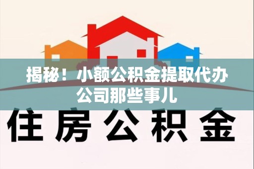 贵池揭秘！小额公积金提取代办公司那些事儿